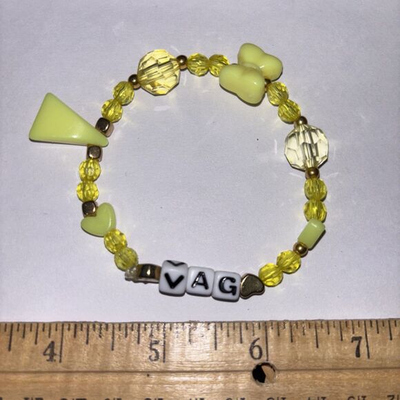 Multicolor “Vag” Bracelet Adult Humor Beaded Handmade Naughty Accessories - Picture 3 of 3